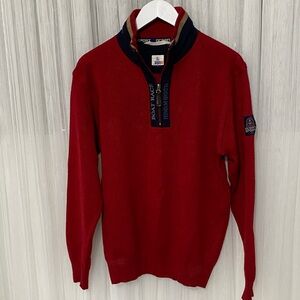 Ocean Sport Red Zip-Up Sweater 50% Merino Wool 50% Acrylic Made in Italy 🇮🇹